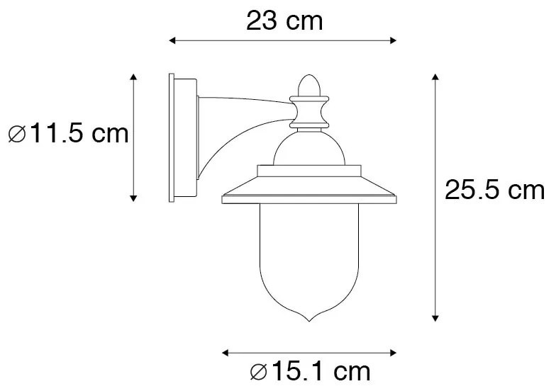 Aplică clasică de perete pentru exterior neagră IP44 - Oxford