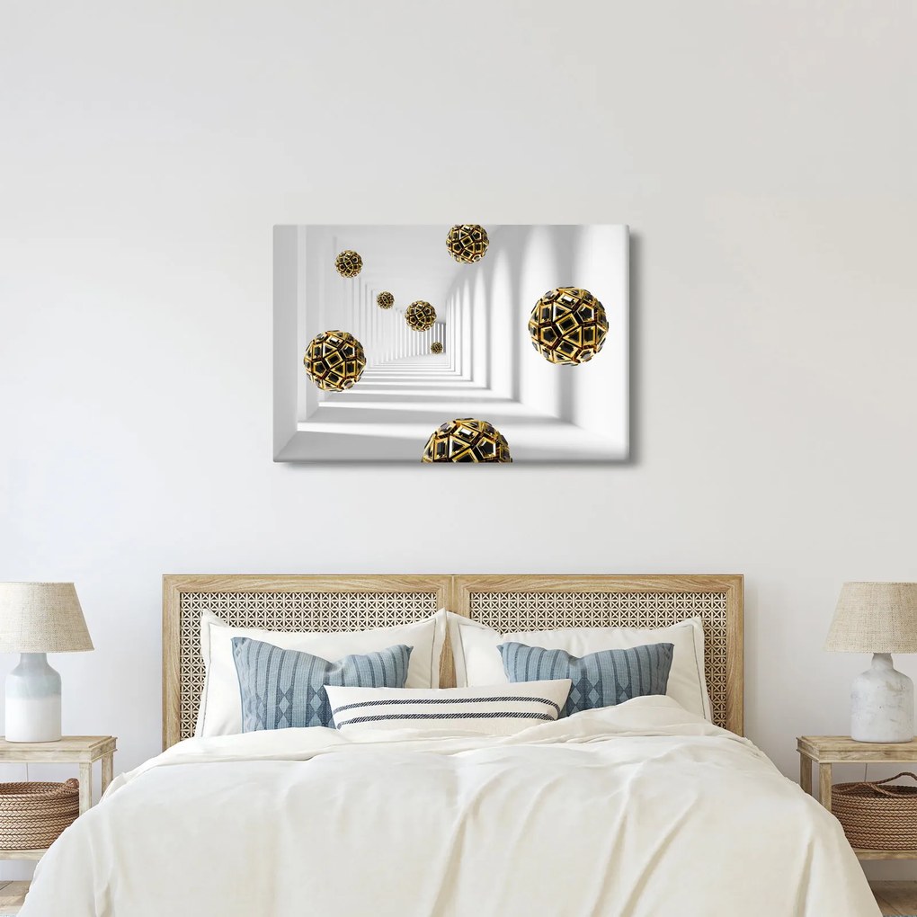 Tablou abstract cu mingi de fotbal (90x60 cm)