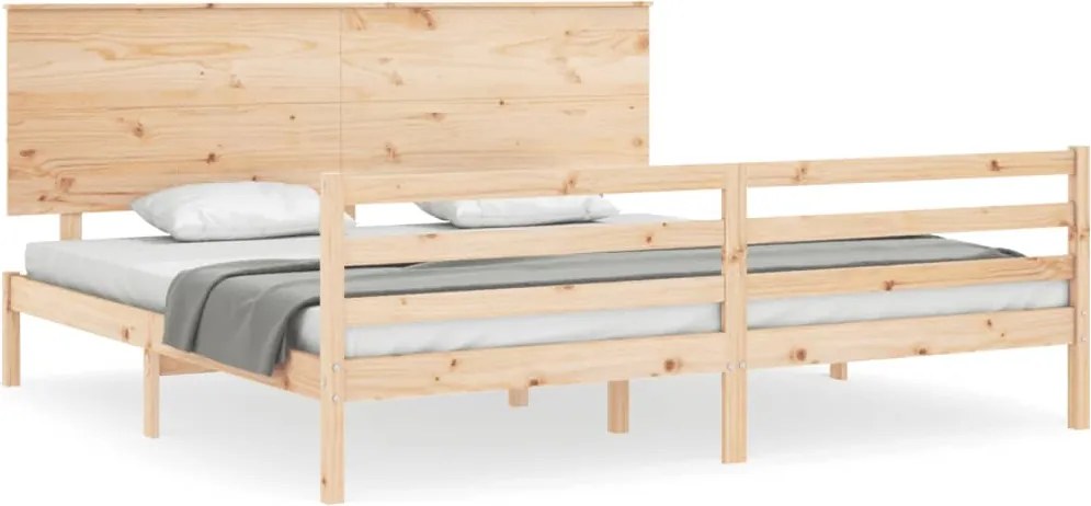 vidaXL Cadru de pat cu tăblie Super King Size, lemn masiv