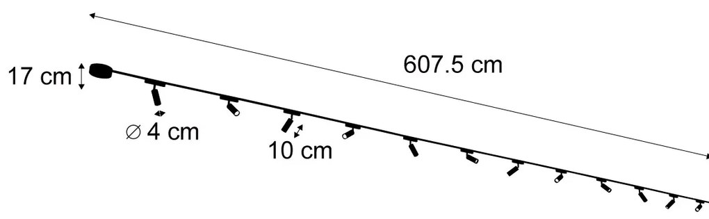 Sistem modern de iluminat pe șine cu 12 spoturi negre monofazate - Magnetic Samson