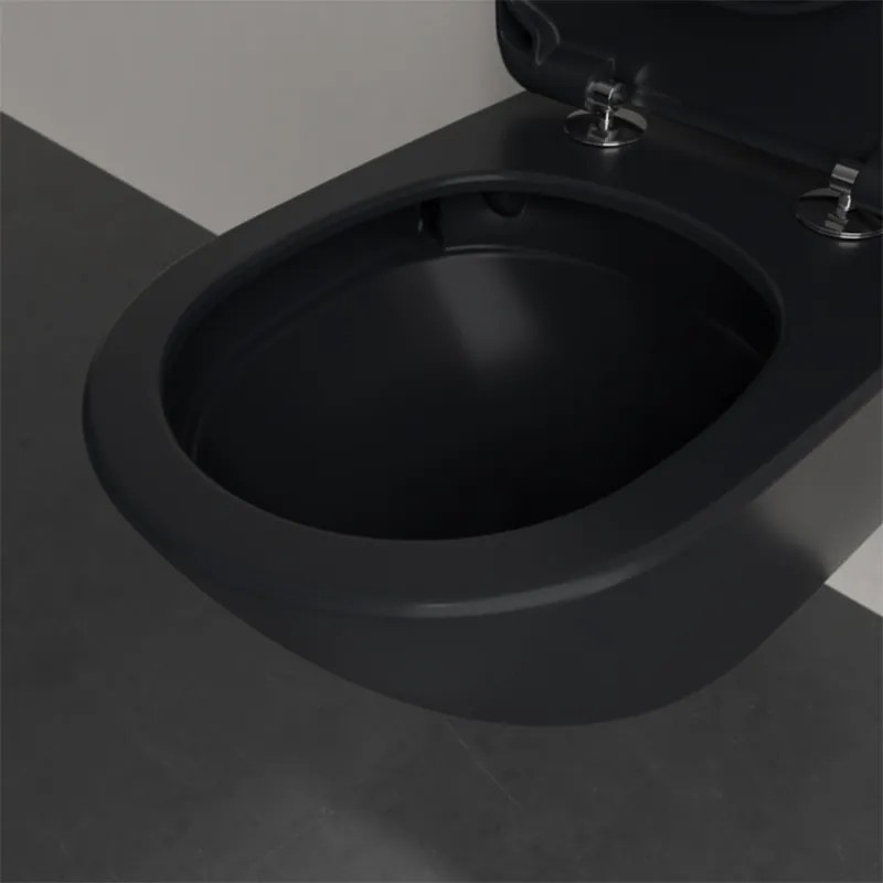 Vas wc suspendat, Villeroy &amp; Boch, Antao, rimless, cu TwistFlush, pure black