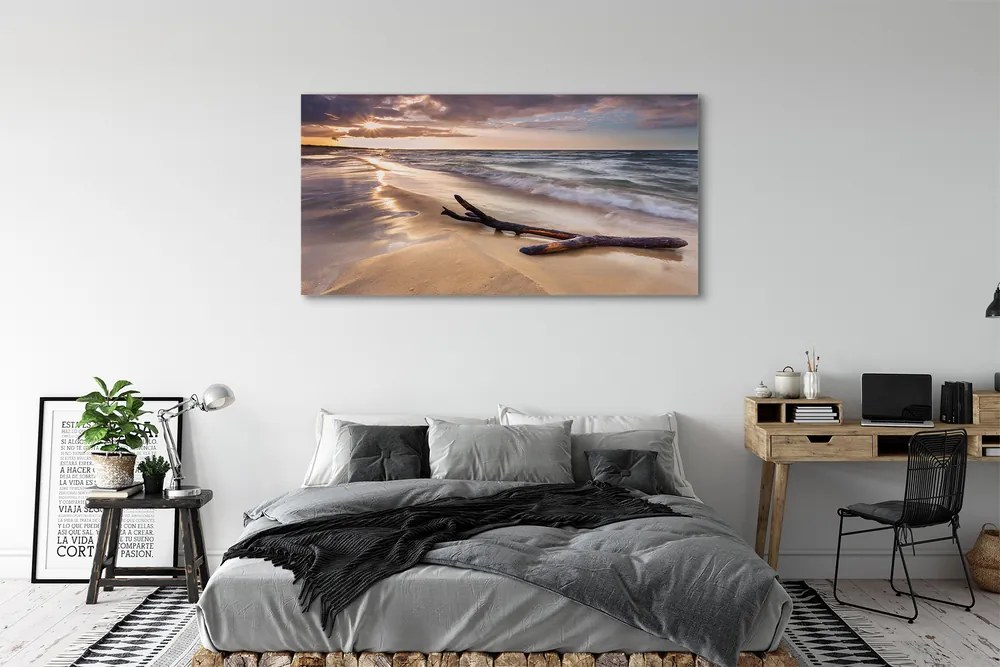 Tablouri canvas Gdańsk Plaja apus de soare pe mare