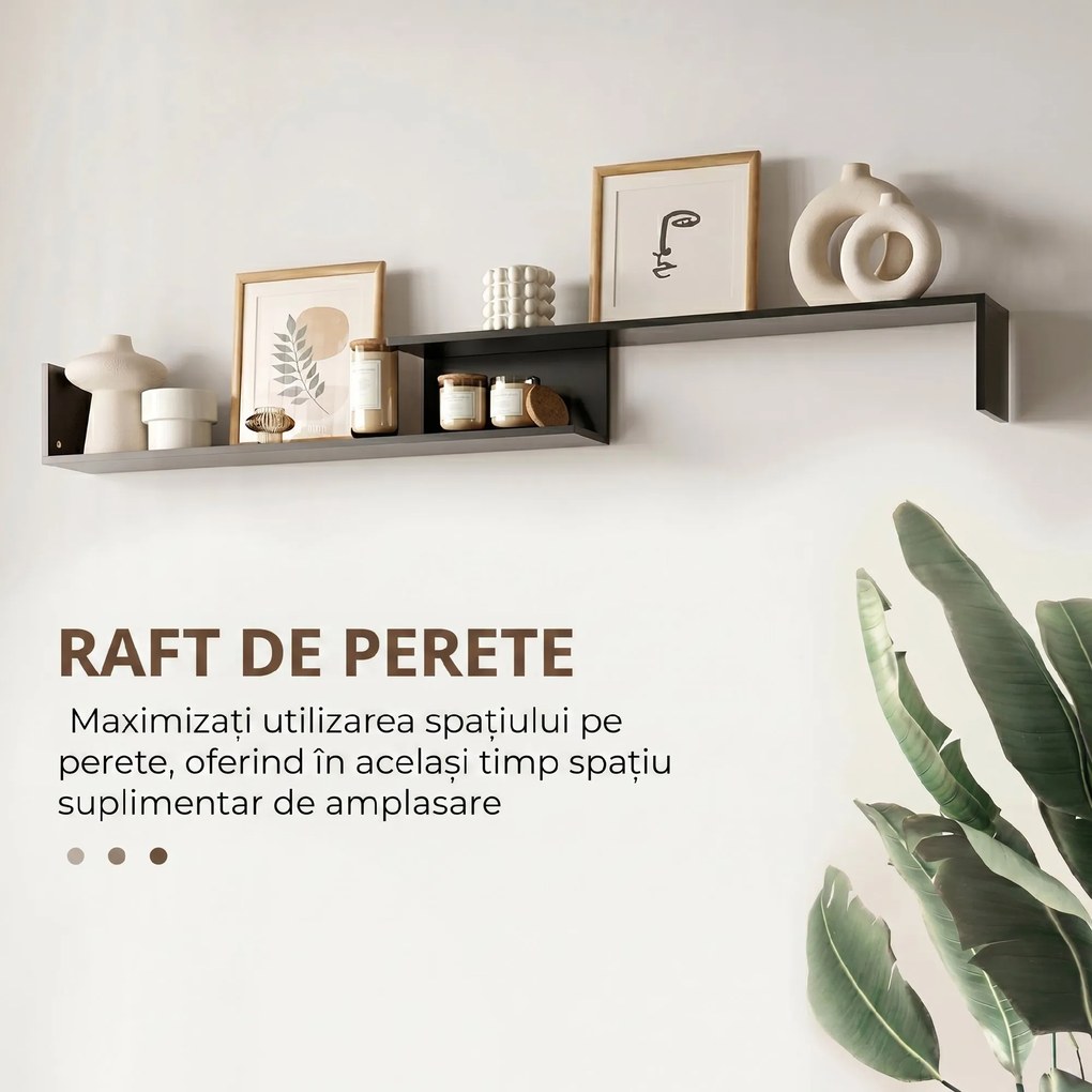 HOMCOM Comodă TV cu Raft de Perete, Polițe Deschise și Dulap, pentru Living și Dormitor, Negru și Maro Închis | Aosom Romania