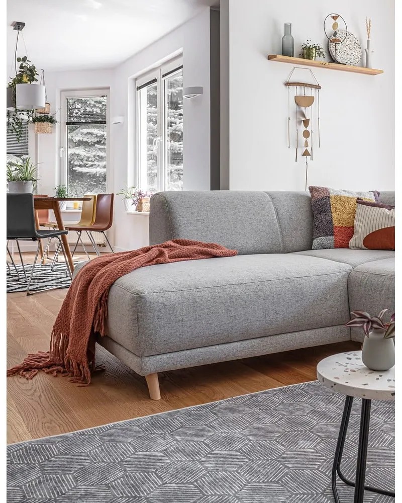 Colțar gri deschis extensibil/cu spațiu de depozitare (cu colț pe partea stângă/în formă de ”L”) Classy Sophie – Miuform