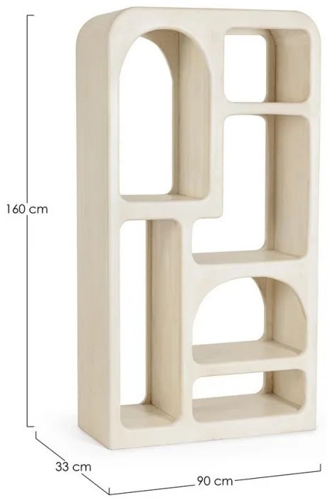 Biblioteca Living Cairo, 90x33x160 cm, Lemn de Mango, Natural