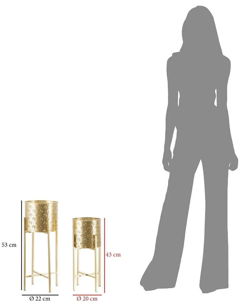 Set 2 suporturi pentru ghivece Mauro Ferretti Golvy, înălțime 52 cm, auriu