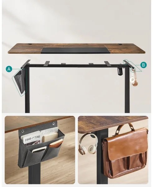 Birou SOLEA-X reglabil pe înălțime, maro/negru