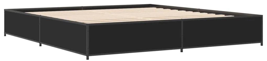 3279822 vidaXL Cadru de pat, negru, 200x200 cm, lemn prelucrat și metal