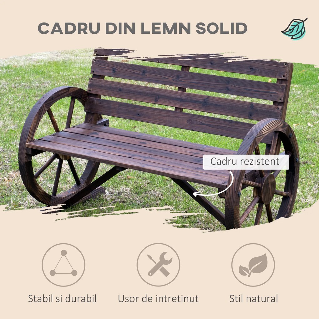Banca din Lemn pentru gradina Outsunny , stil country, 105.5x56x75cm | Aosom Romania