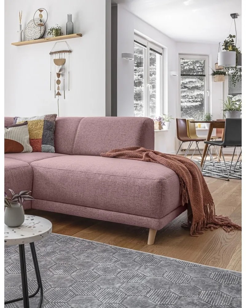 Colțar roz extensibil/cu spațiu de depozitare (cu colț pe partea dreaptă/în formă de ”L”) Classy Sophie – Miuform