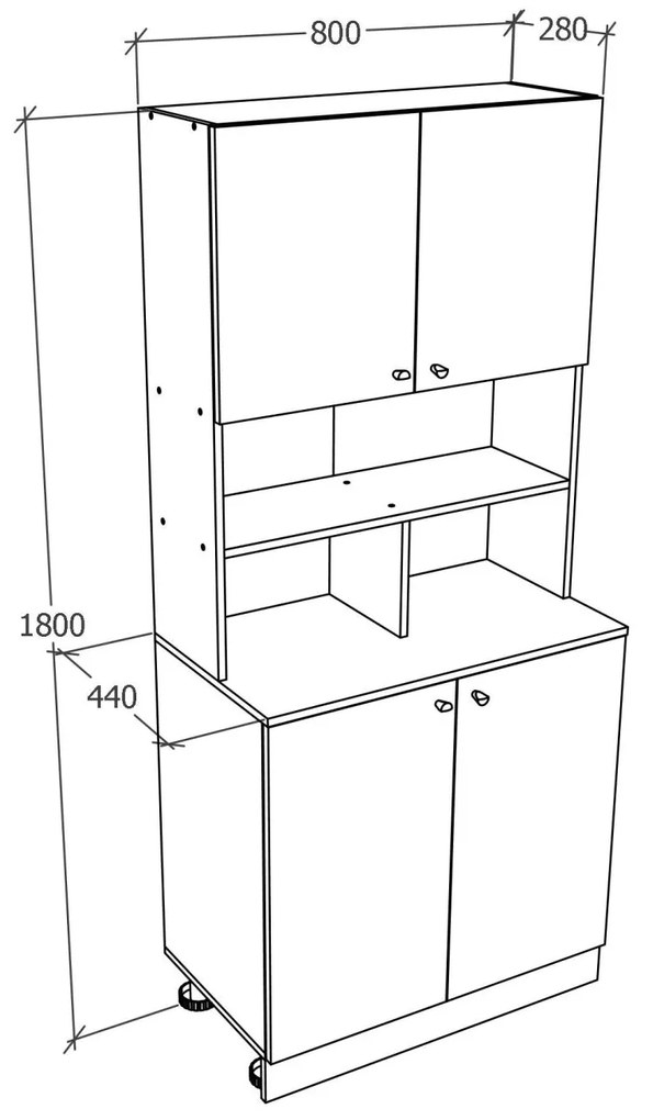 Bufet Opa, Alb, L 80 cm