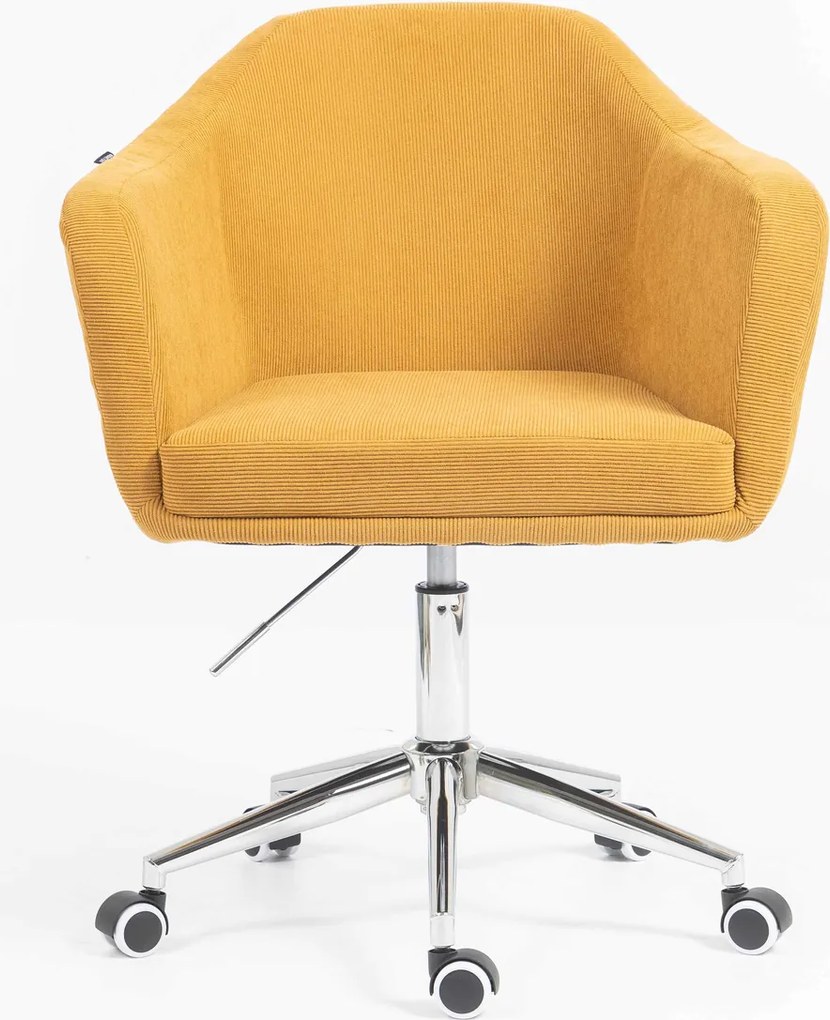 HR832K Scaun Catifea Reiată Premium culoare Curry Galben cu Bază Cromata