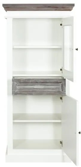 Vitrina Cu 2 Usi Si 1 Sertar Cabana Alb Si Antracite , 65.3 Cm