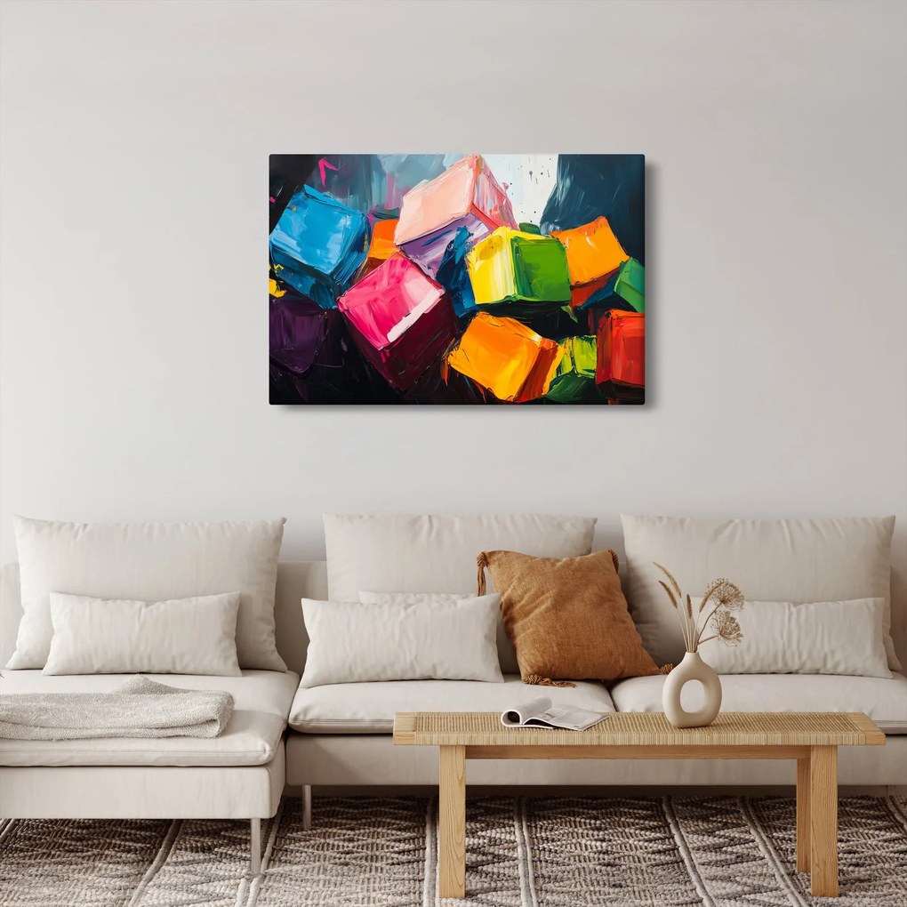 Tablou - Cuburi colorate (90x60 cm)