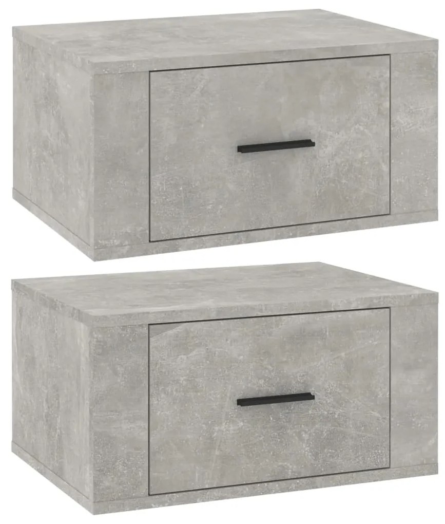 vidaXL Noptiere de perete, 2 buc., gri beton, 50x36x25 cm