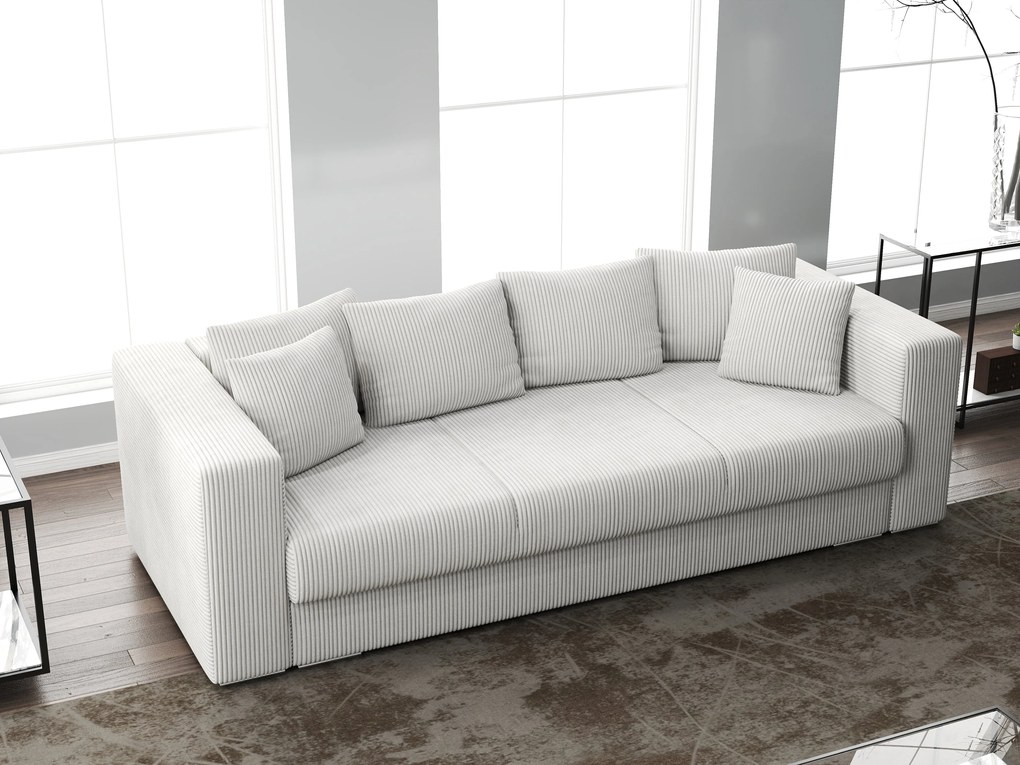 Canapea extensibilă dumonde cu ladă de depozitare si sezut confortabil din spuma high-density, Gloria Zoom Cream 240x100 cm