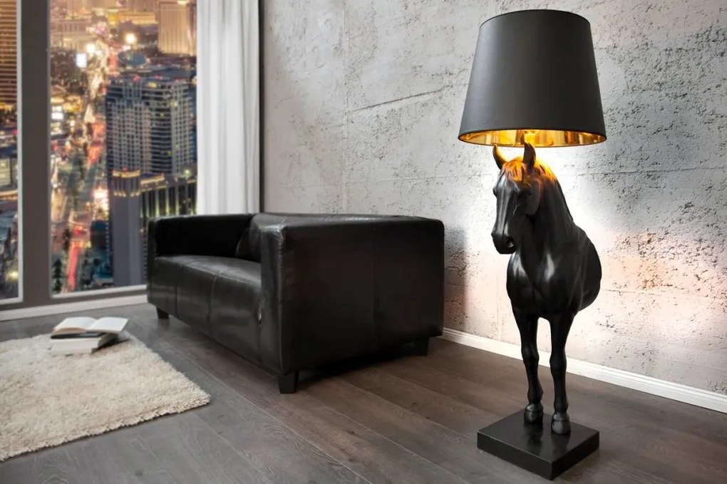 Lampa decorativa de podea, Cal, Negru, BLACK BEAUTY 130cm