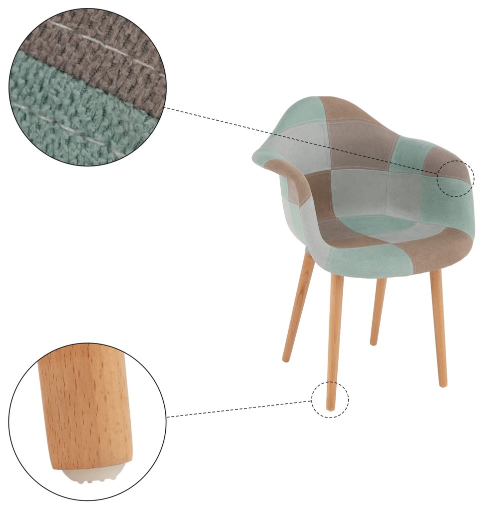 Fotoliu de design, patchwork/mentol/maro/fag, KADIR NEW TIP 5