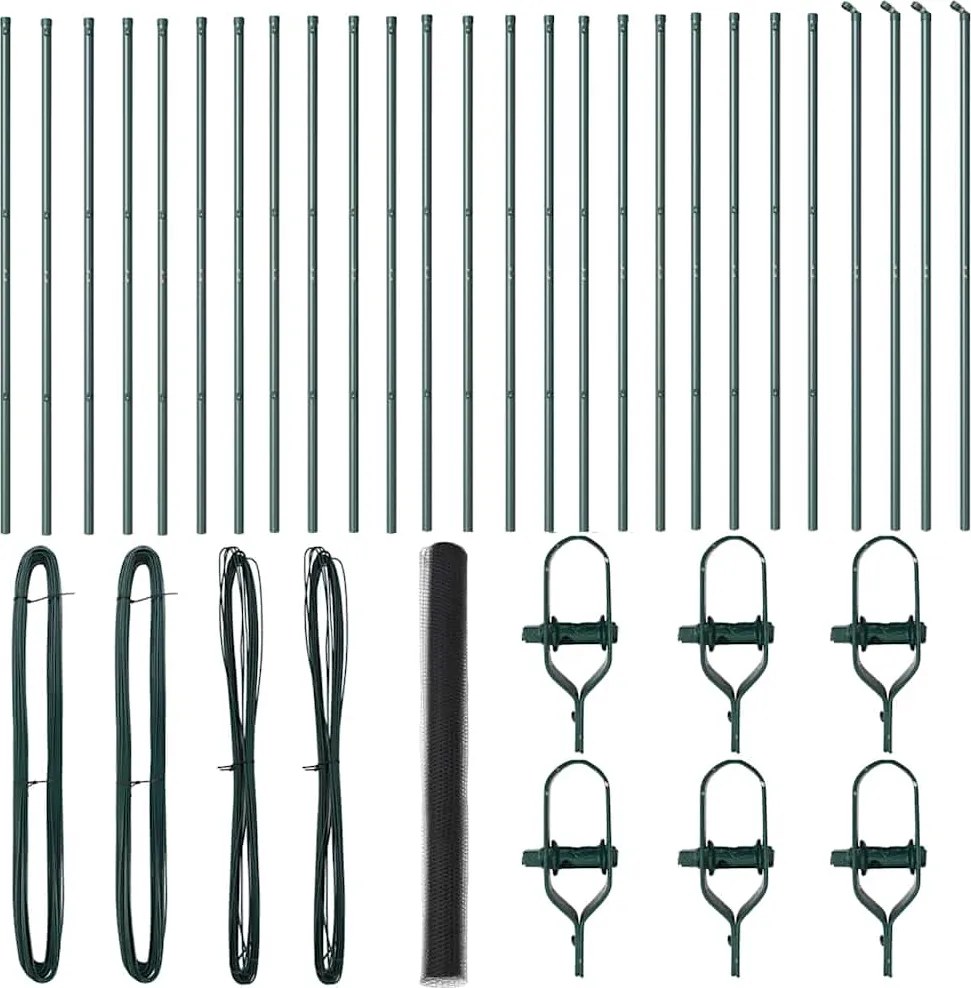 vidaXL Stâlp de gard. Gri 50 x 1,6 m (plasă de 13 mm) Oțel și PVC