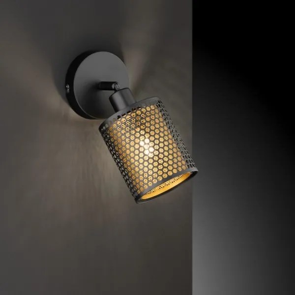 Spot de perete CHEVAL 1xE14/28W/230V negru/auriu Wofi 12106