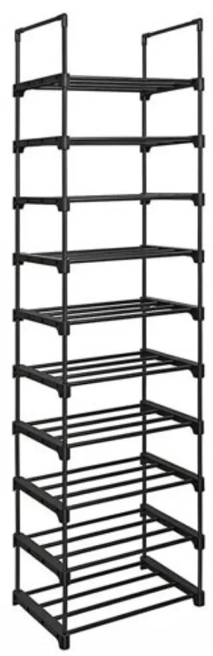 SongmicsHome Raft stivuibil pentru încălțăminte TUBE, 10 polițe, 45x30x174cm, negru