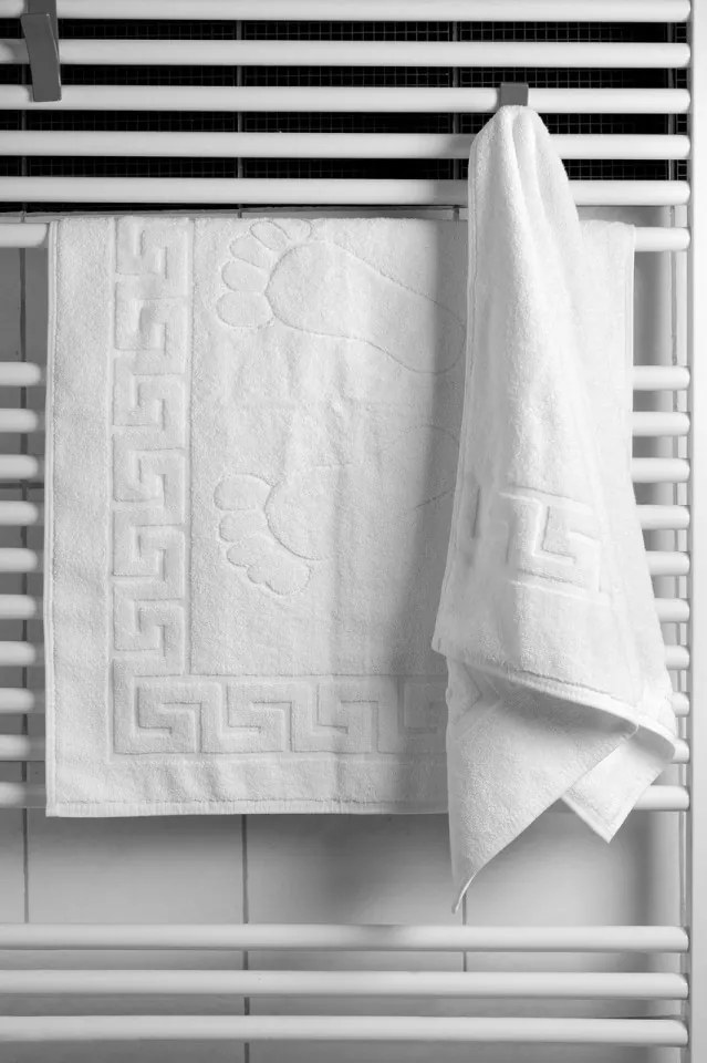 Set 2 prosoape pentru picioare Hotel Line, Bedora, 50 x 70 cm, 100% bumbac cardat, 650 gr/mp, alb