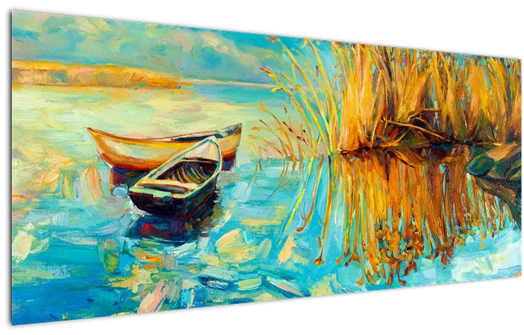 Tablou - Lacul cu bărci (120x50 cm)