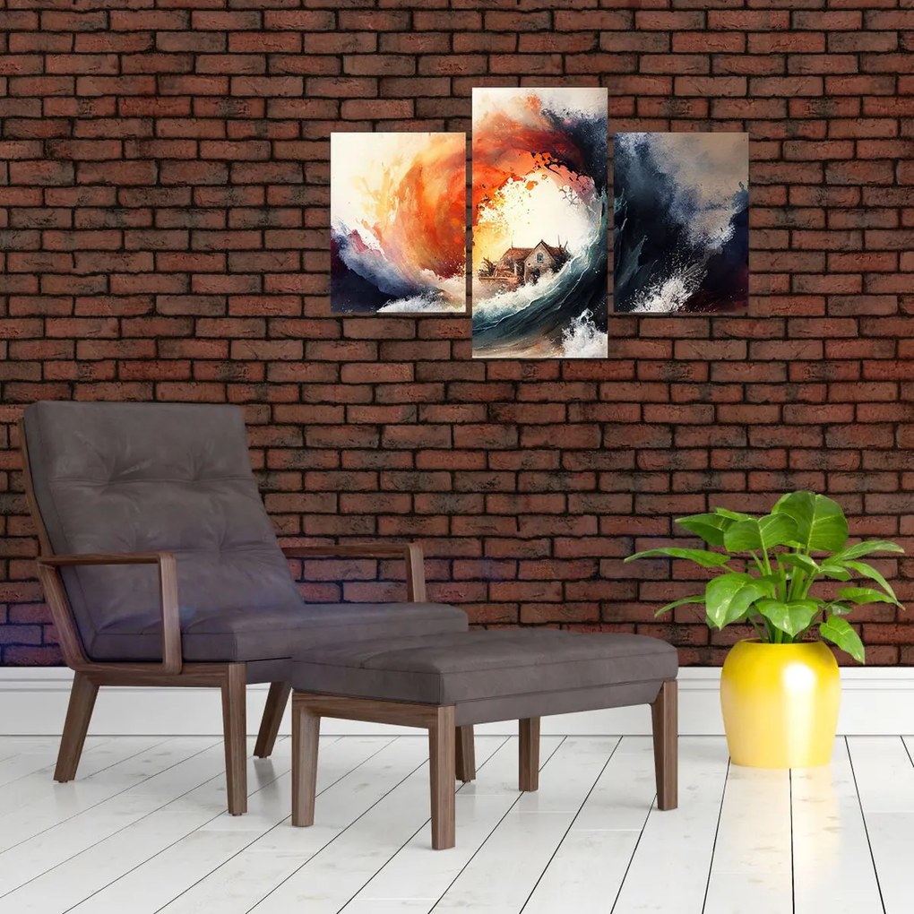 Tablou - În vârtejul potopului, acuarelă (90x60 cm)