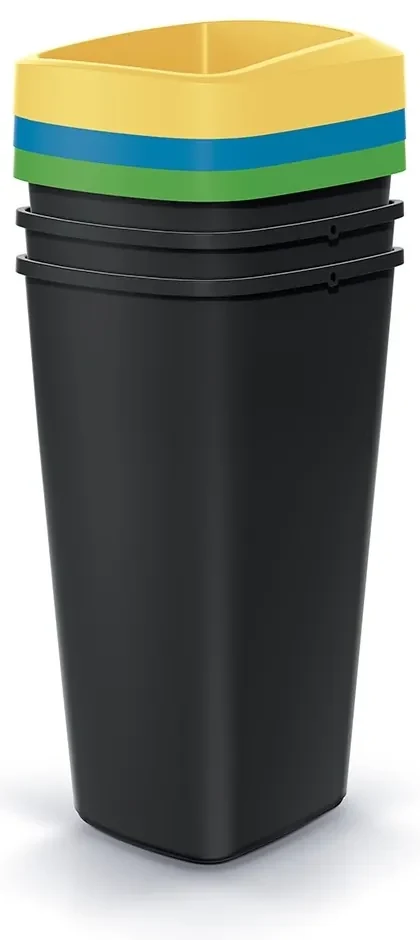 Set pubele pentru deseuri sortate, patrate, 3 x 25 l, colorate