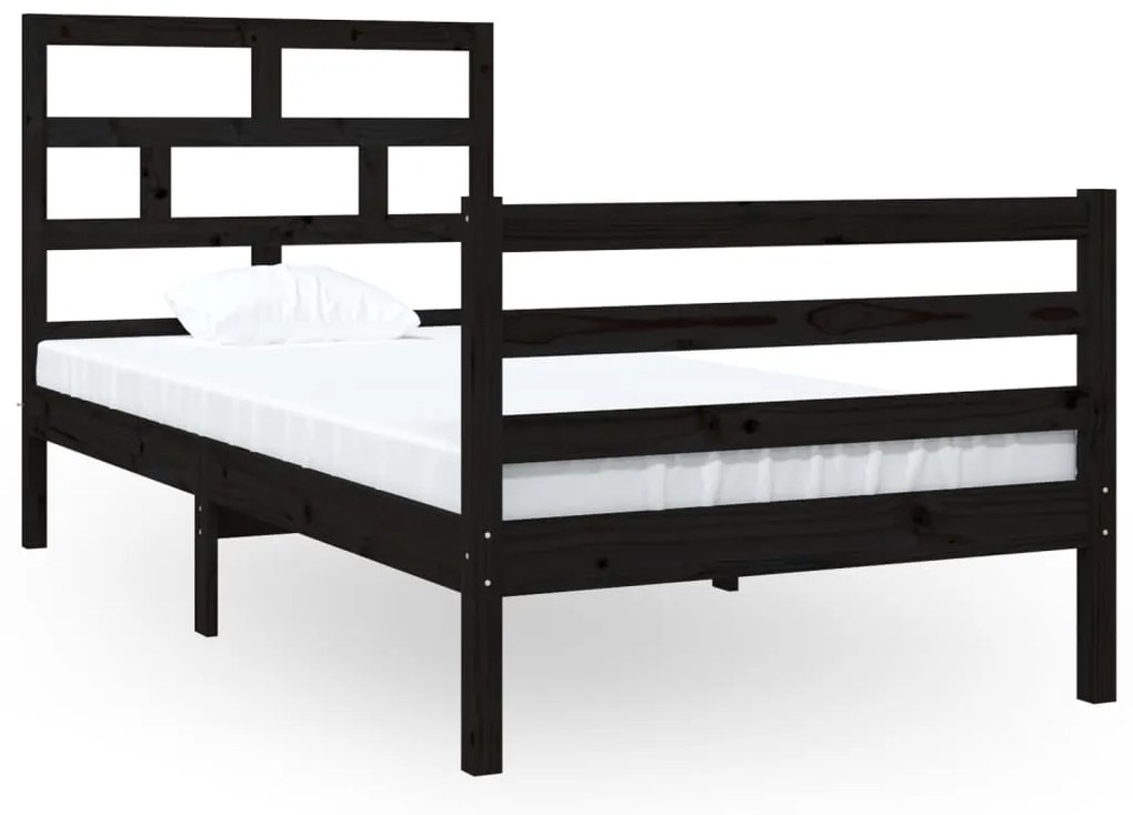 3101252 vidaXL Cadru de pat Single 3FT, negru, 90x190 cm, lemn masiv
