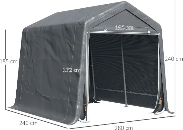 Outsunny Copertina pentru Masini, Motociclete si Biciclete, pentru exterior din Metal si Tesatura PE, Gri | Aosom Romania