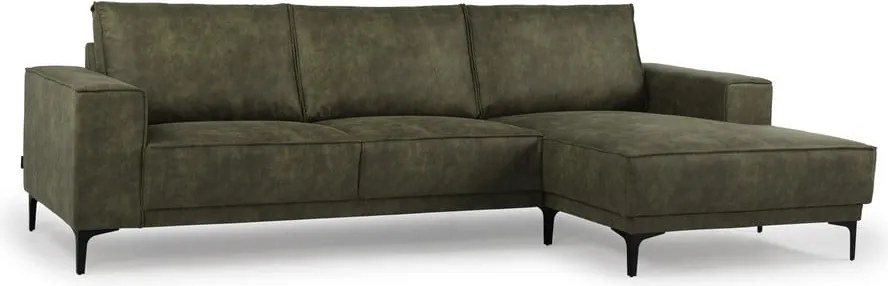 Colțar verde cu tapițerie din imitație de piele (colț pe partea dreaptă) Copenhagen – Scandic