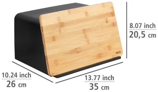 WENKO 54098100 - Cutie pentru pâine KUBO 35 x 26,5 cm negru/maro