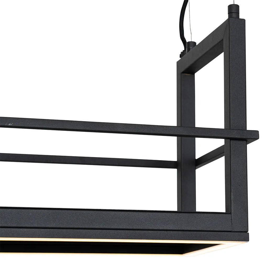Lampă suspendată neagră cu raft incluzând LED cu dimmer pe 3 trepte - Cage Rack