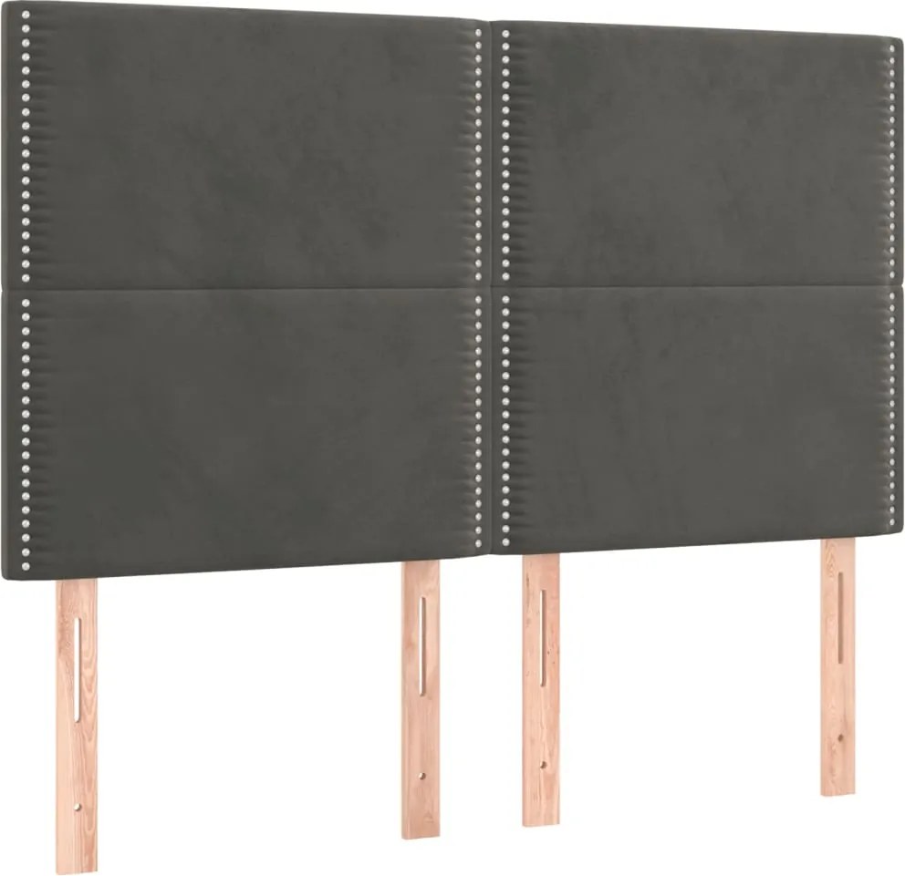 vidaXL Tăblie de pat gri închis 144x5x118/128 cm catifea