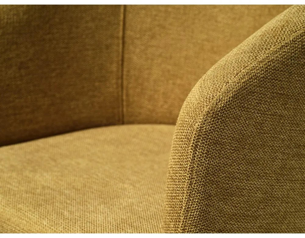 Scaun de sufragerie galben muștar cu cotiere tapițat Easton – Unique Furniture