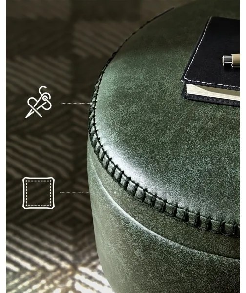 Taburet din piele CORE, verde