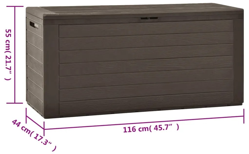 Lada de depozitare pentru gradina, maro, 116 x 44 x 55 cm Maro, 280 l