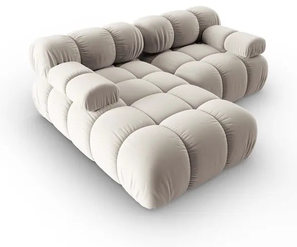 Colțar modular bej cu tapițerie din catifea (cu colț pe partea stângă ) Bellis – Micadoni