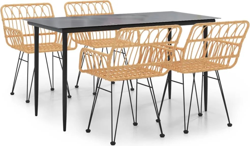 vidaXL Set mobilier de grădină, 5 piese, poliratan