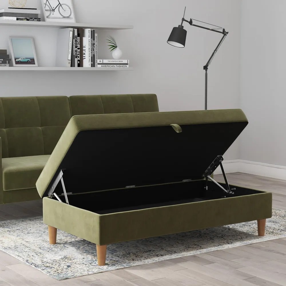 Taburet verde cu tapițerie din catifea Lilly – Støraa