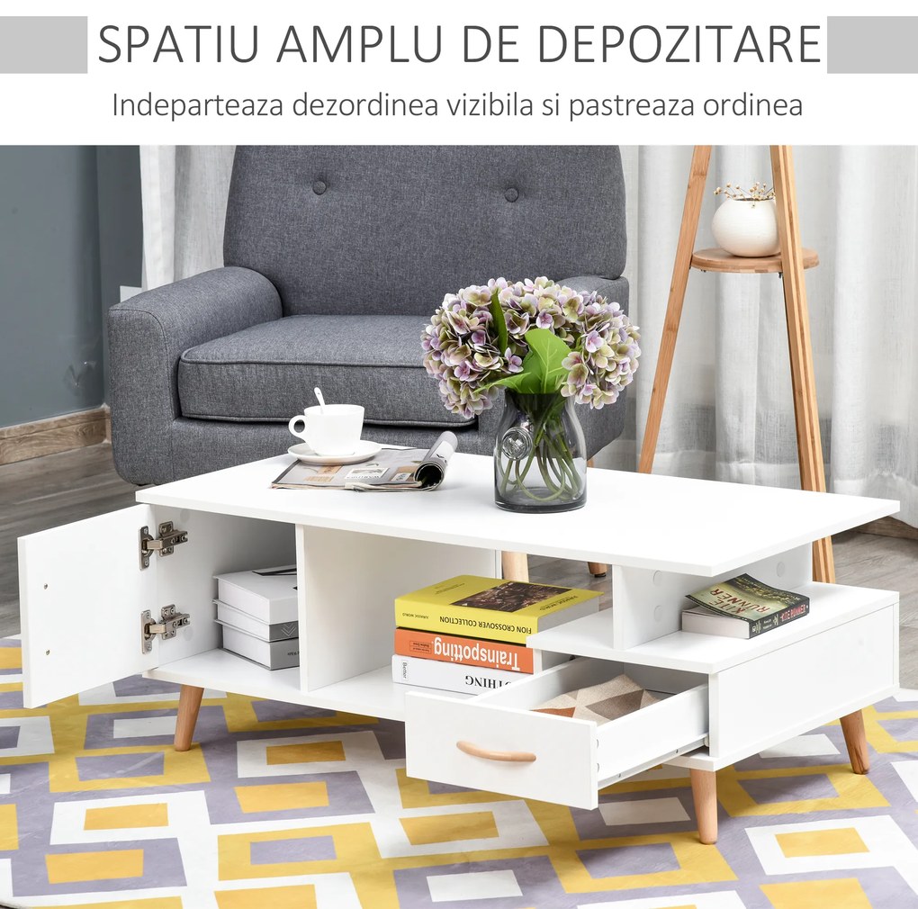 Masuta de sufragerie HOMCOM cu usa si sertar, 100x50x40cm | Aosom RO