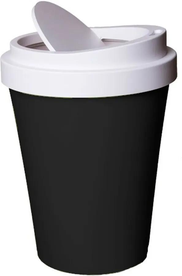 Coș de gunoi Qualy&CO Coffee Bin, negru - alb