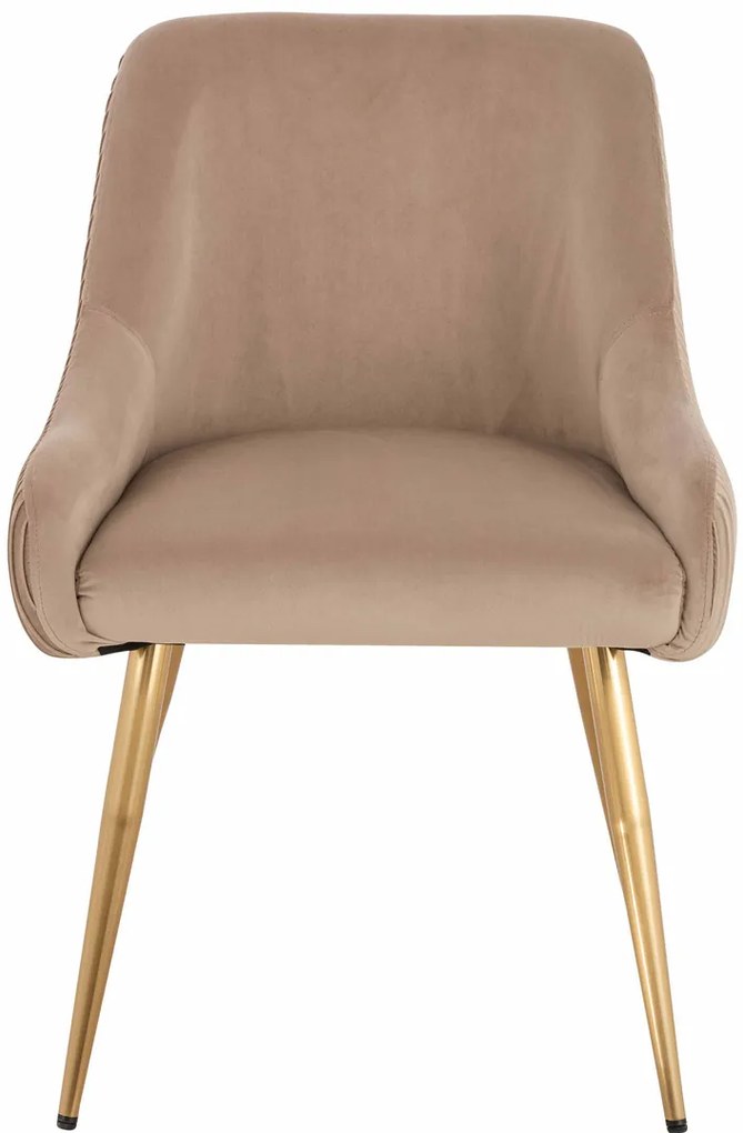 HR920 Scaun cu picioare aurii Latte din Catifea