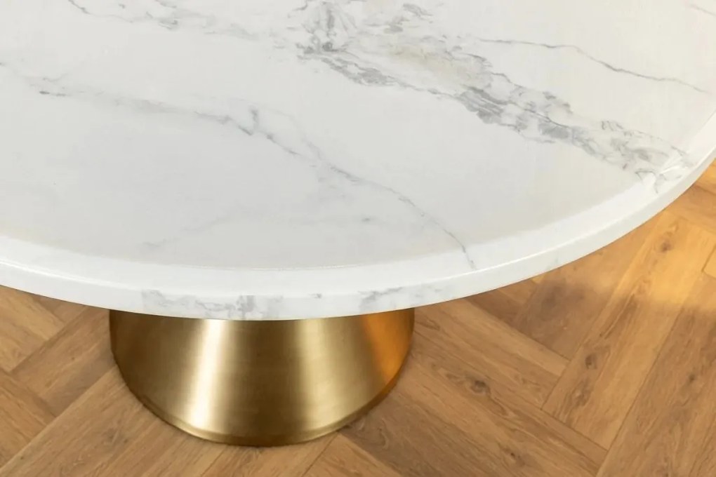 Masa Rotunda, Metal, Auriu, Marmura Optic, ELEGANCIA 130cm, A-45898 VC