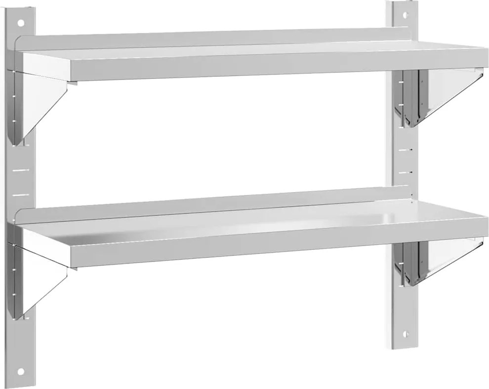 vidaXL Raft de perete 2 niveluri 75x23,5x60cm argintiu oțel inoxidabil