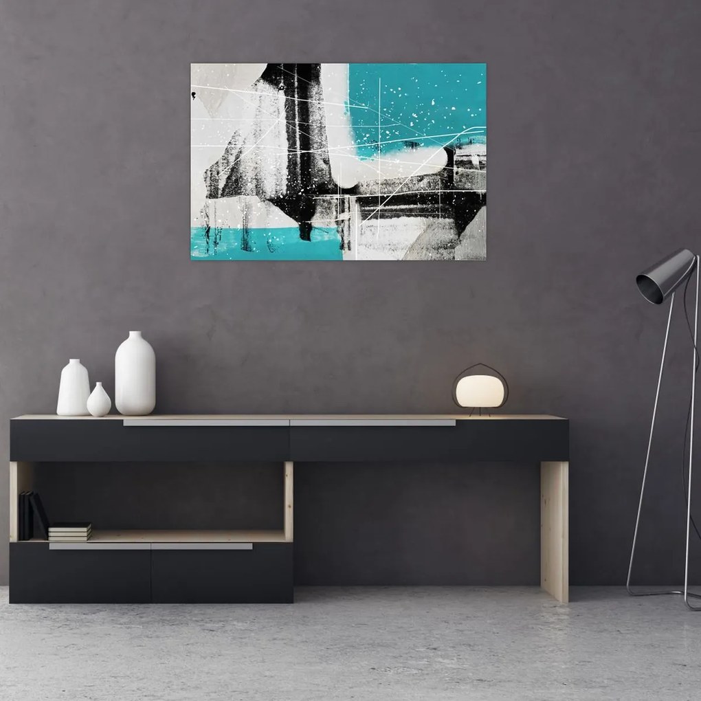Tablou - Abstract turcoaz (90x60 cm)
