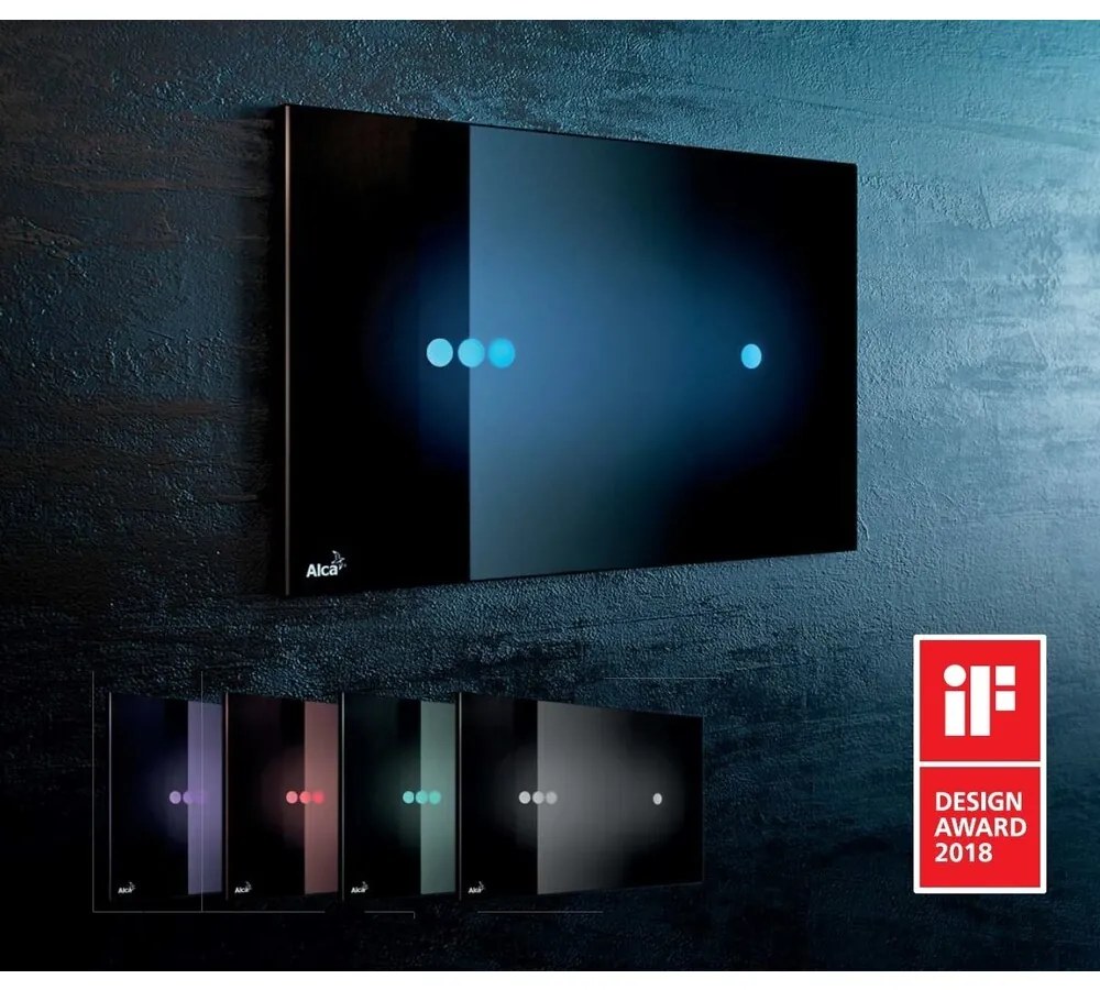 Clapeta de actionare touch-free Alcadrain NIGHT LIGHT-3 sticla-negru
