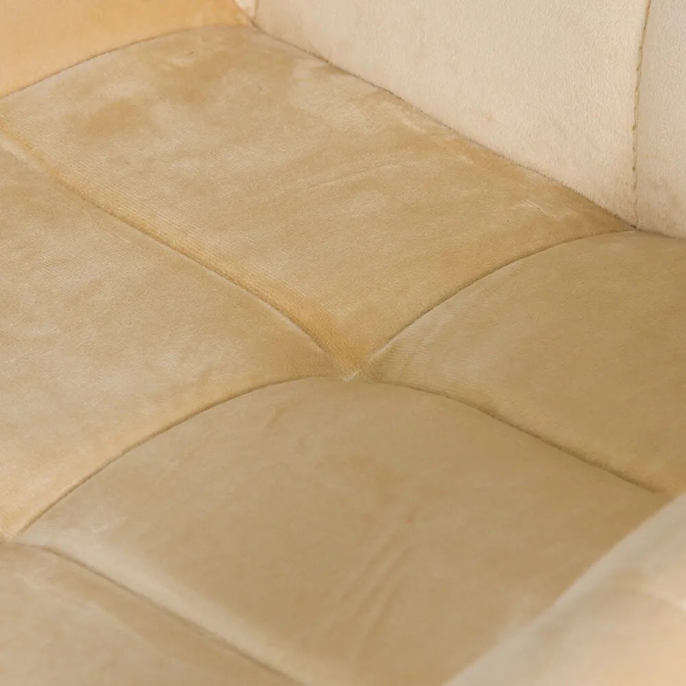 Scaun de bar crem ABS 145 din catifea cu bază metalică reglabilă