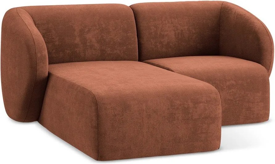 Colțar teracotă cu tapițerie din chenille (cu colț pe partea stângă/cu șezlong) Lani – Makamii